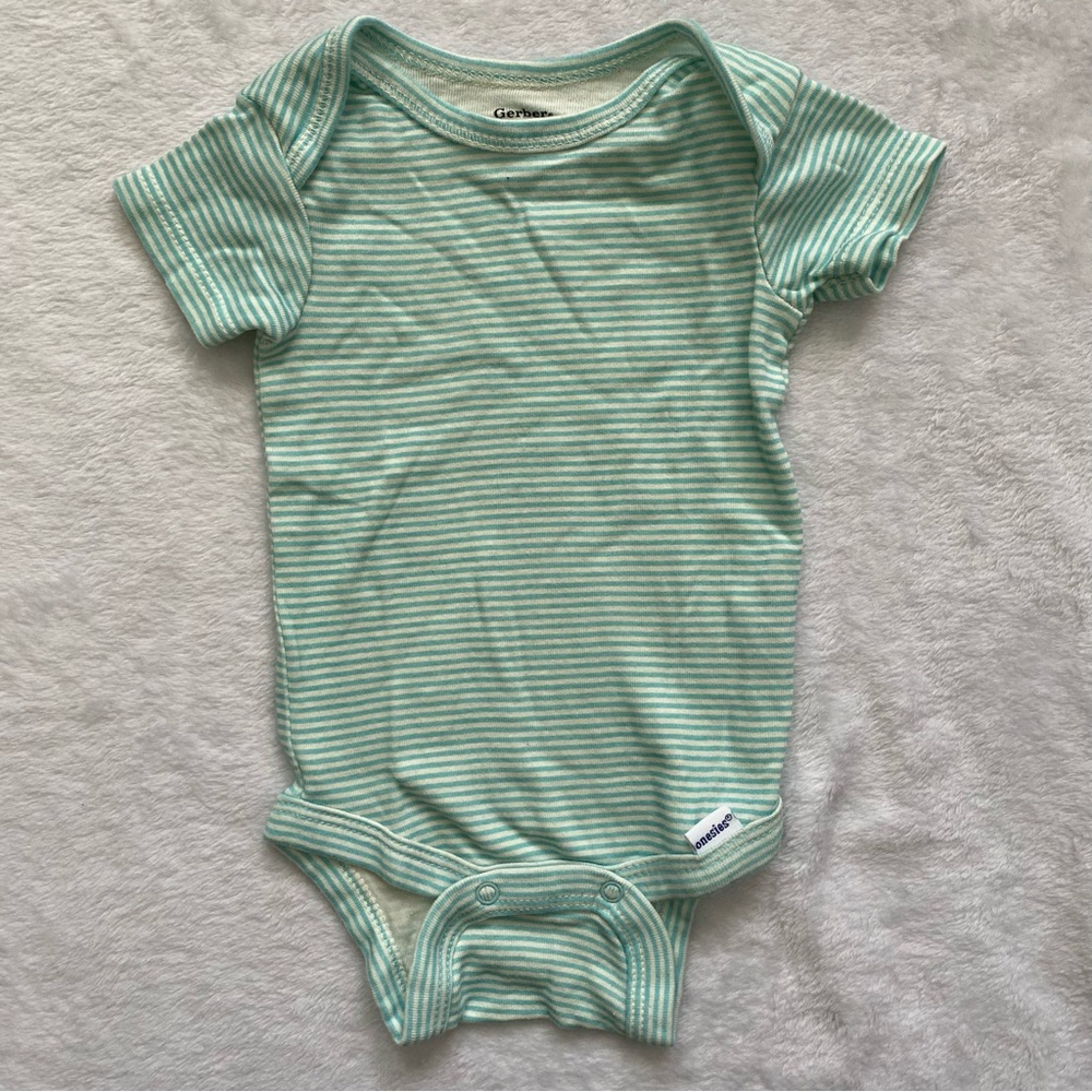 Gerber Onesie Bodysuit Set in Aqua, Brown, Cream - Picture 6 of 8